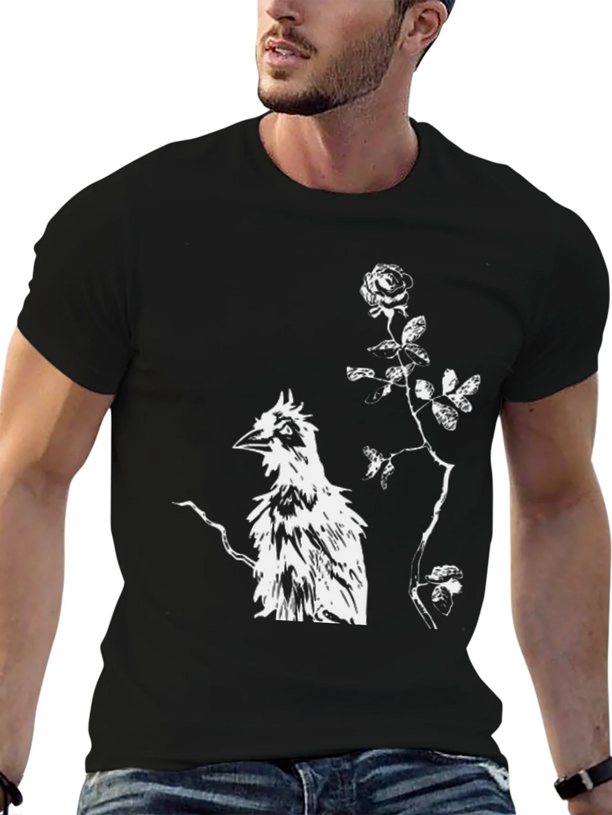Unique Bird & Rose Graphic Tee product image 6
