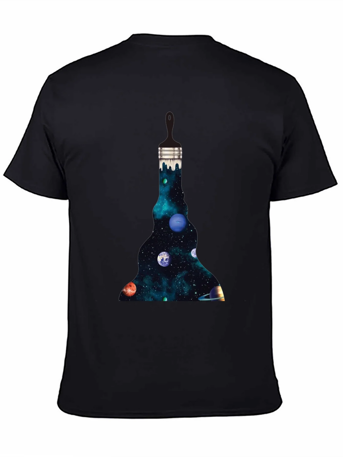 Galaxy Paintbrush Mens Black Graphic T-Shirt product image 2