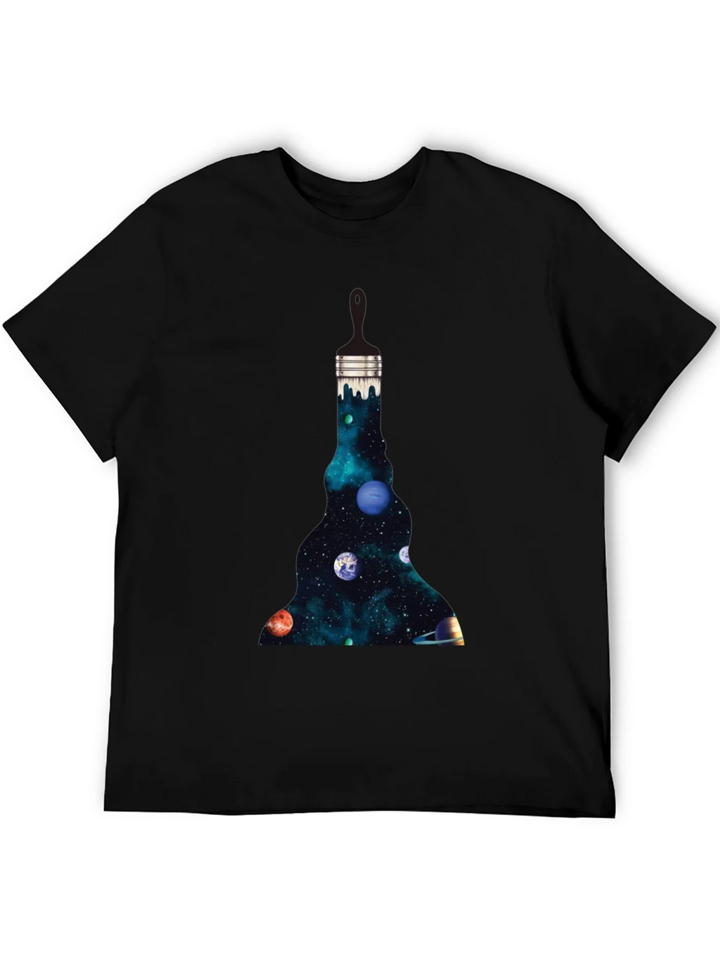 Galaxy Paintbrush Mens Black Graphic T-Shirt product image 3