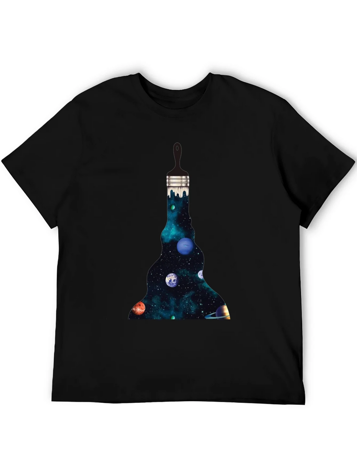 Galaxy Paintbrush Mens Black Graphic T-Shirt product image 3