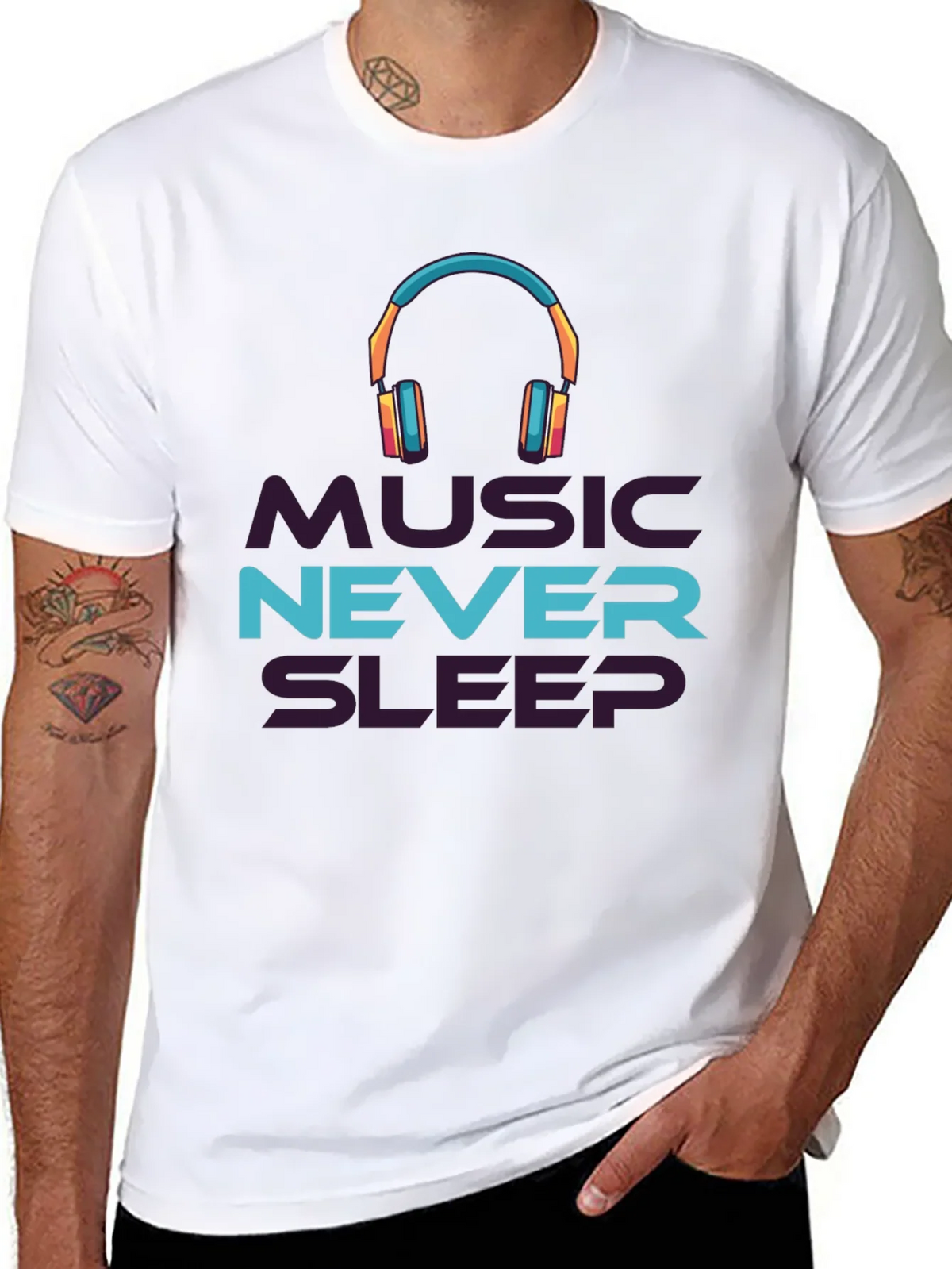 Music Never Sleeps Black Graphic Tee product image 7