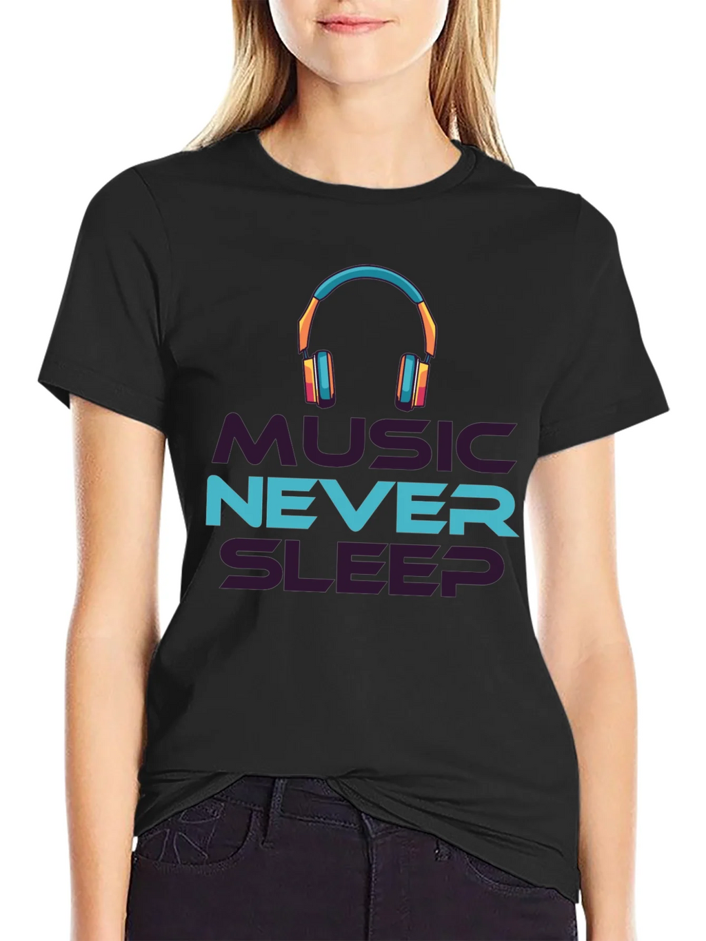 Music Never Sleeps Black Graphic Tee product image 2