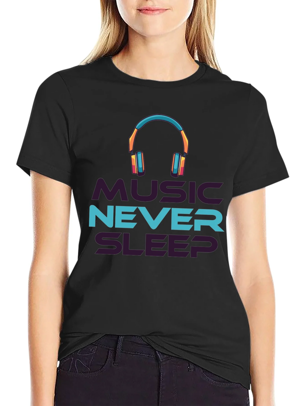 Music Never Sleeps Black Graphic Tee product image 2