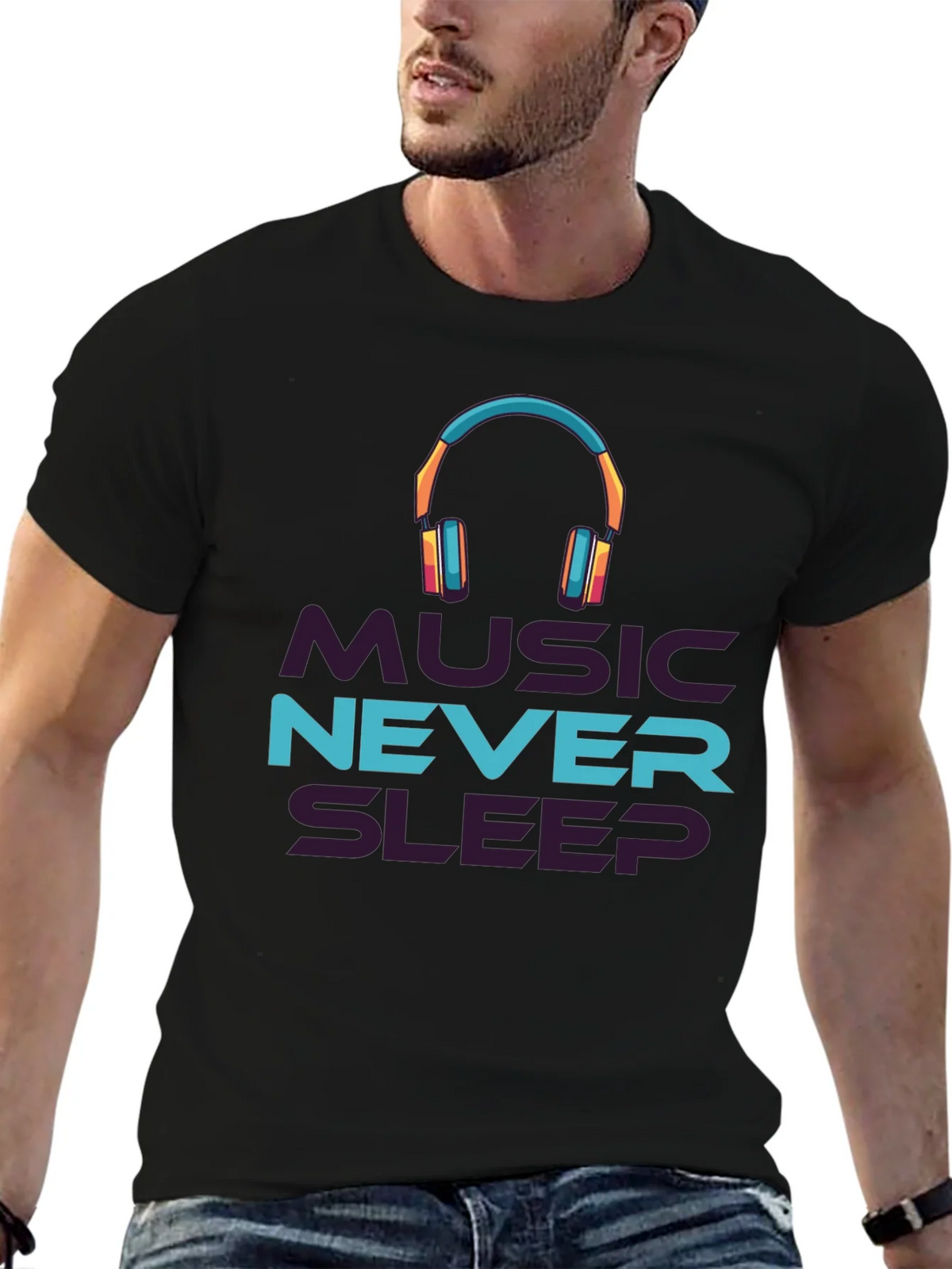 Music Never Sleeps Black Graphic Tee product image 6