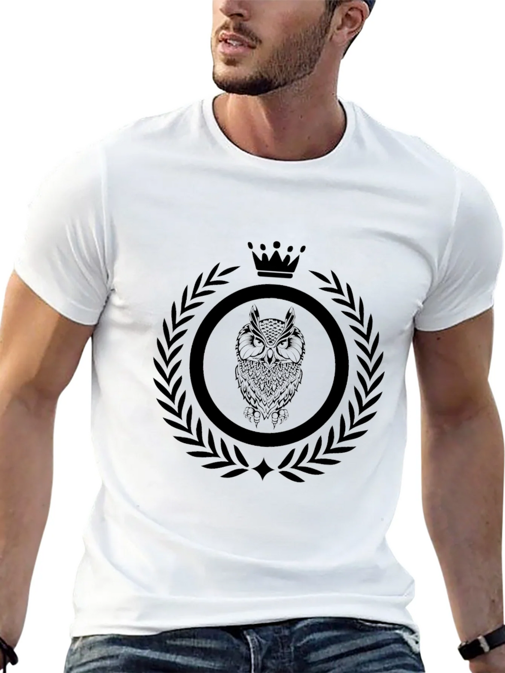 Mens Black Owl Crest Graphic Tee product image 8