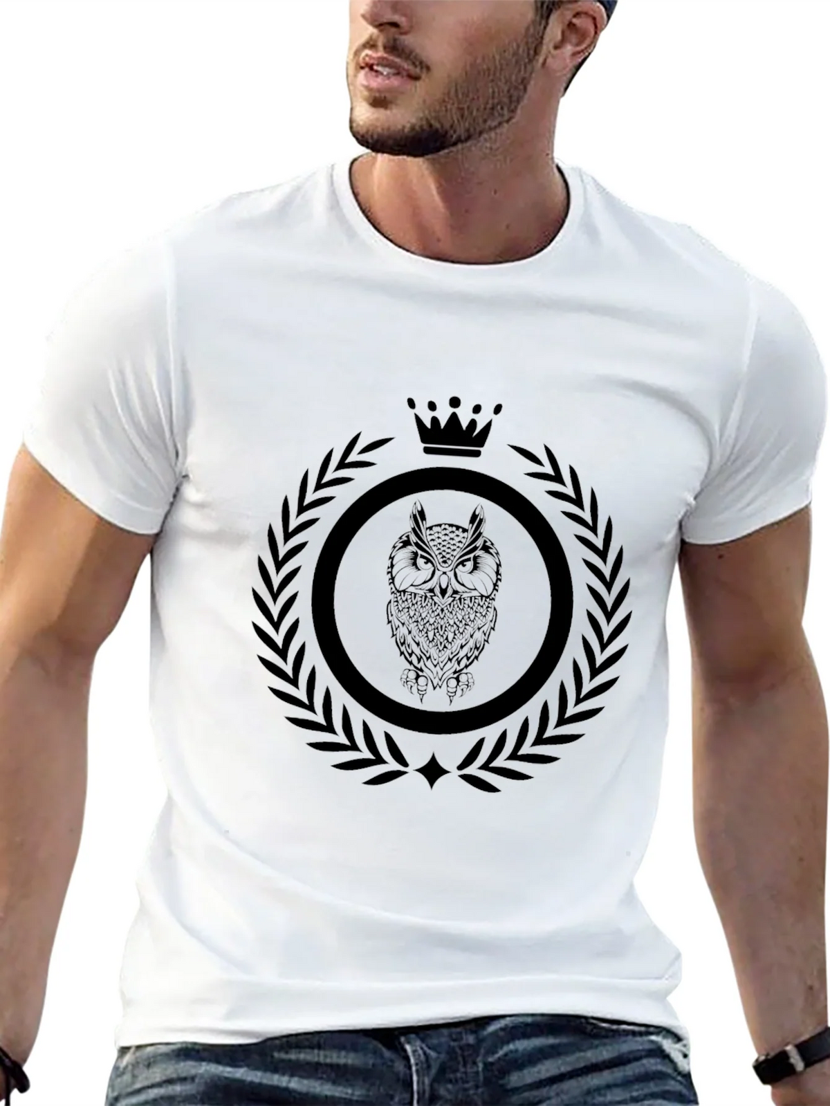 Mens Black Owl Crest Graphic Tee product image 8