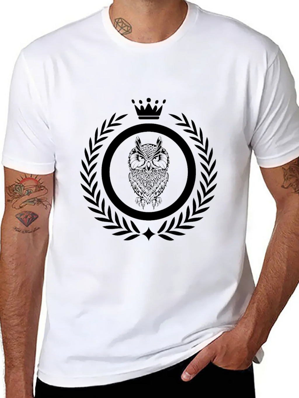 Mens Black Owl Crest Graphic Tee product image 3