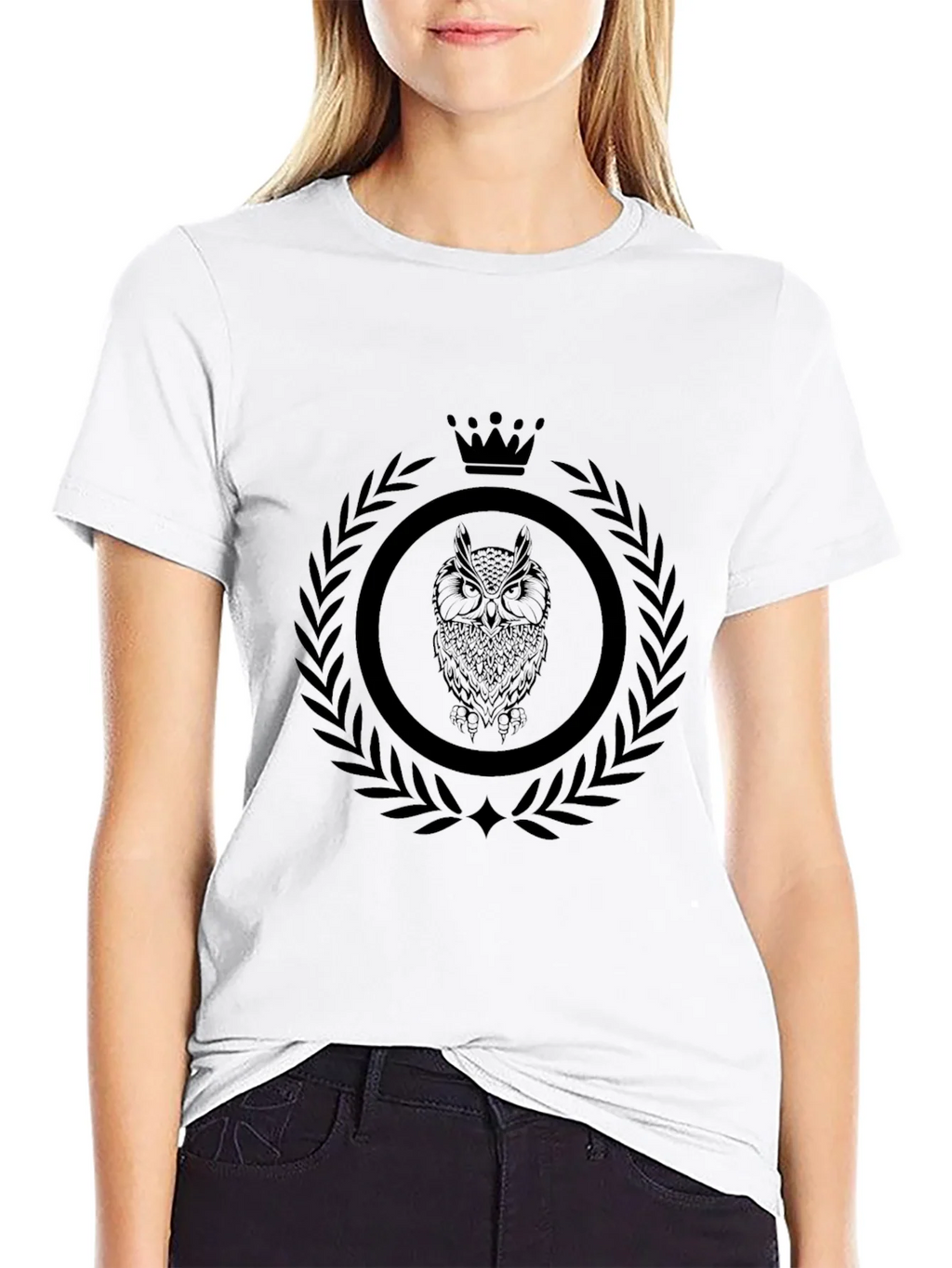 Mens Black Owl Crest Graphic Tee product image 4