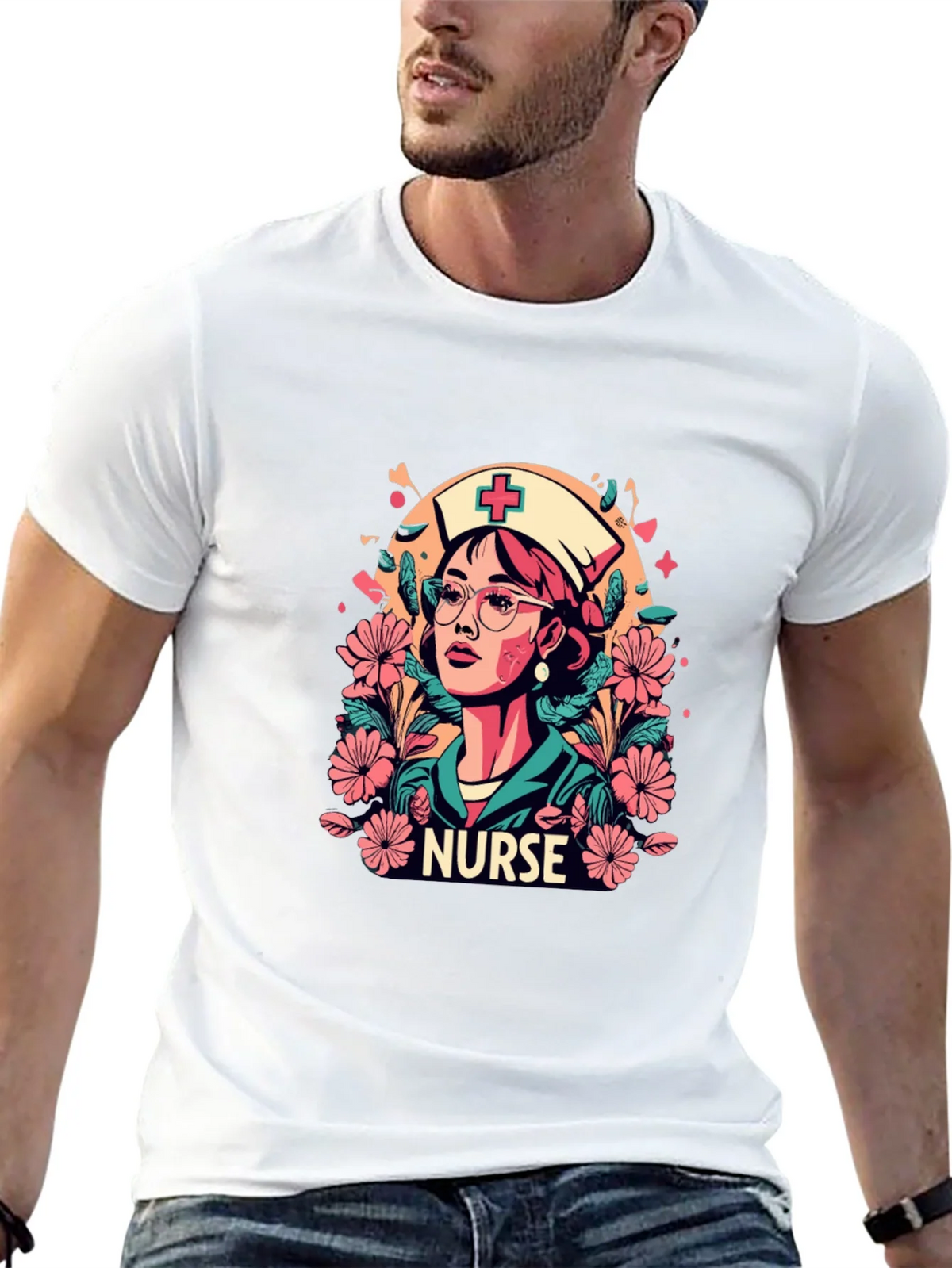Nurse Floral Graphic T-Shirt - Unisex Style product image 9