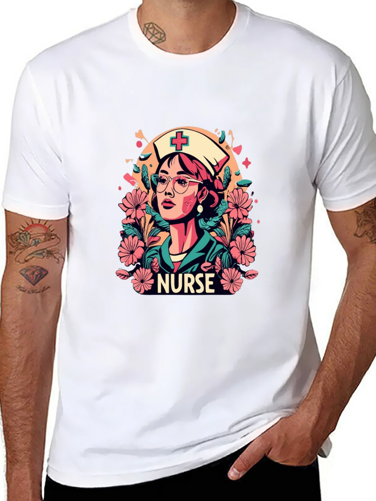 Nurse Floral Graphic T-Shirt - Unisex Style product image 5