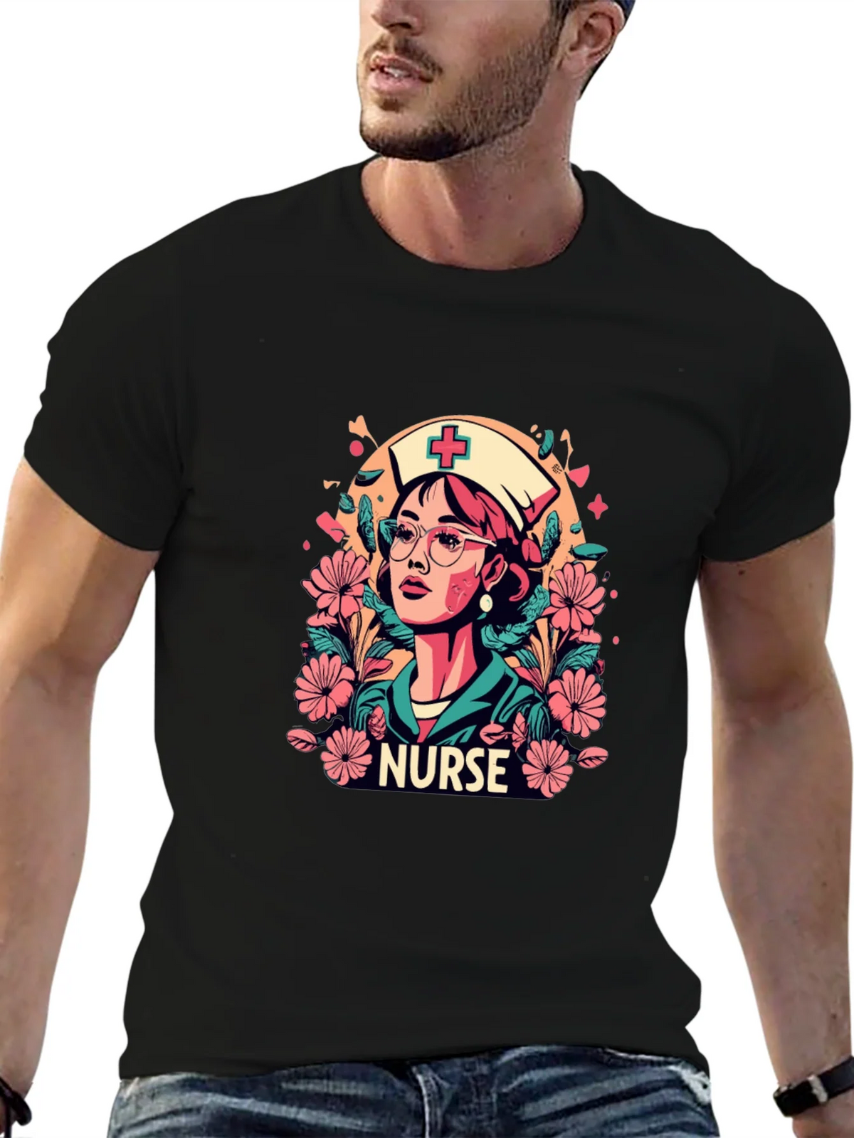 Nurse Floral Graphic T-Shirt - Unisex Style product image 4