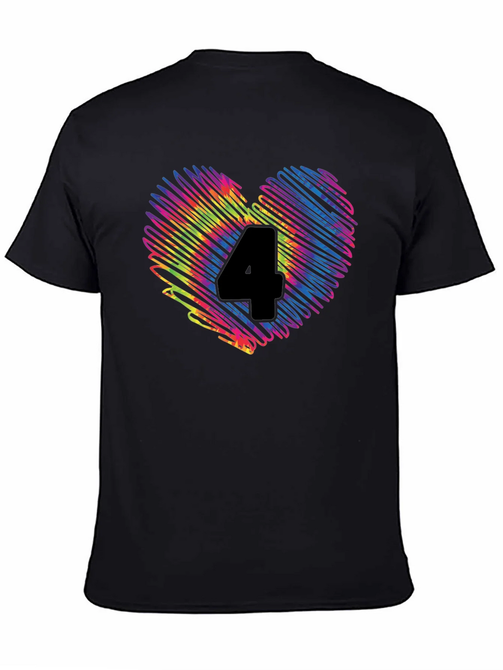 Rainbow Number 4 Scribble Heart T-Shirt product image 4