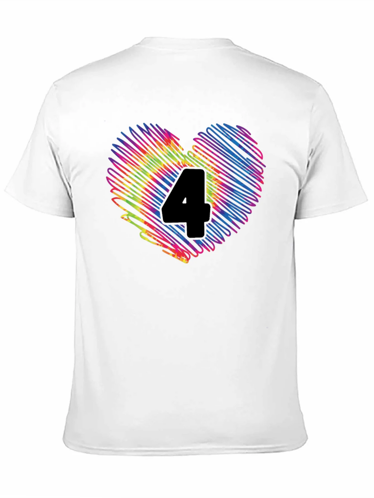 Rainbow Number 4 Scribble Heart T-Shirt product image 8