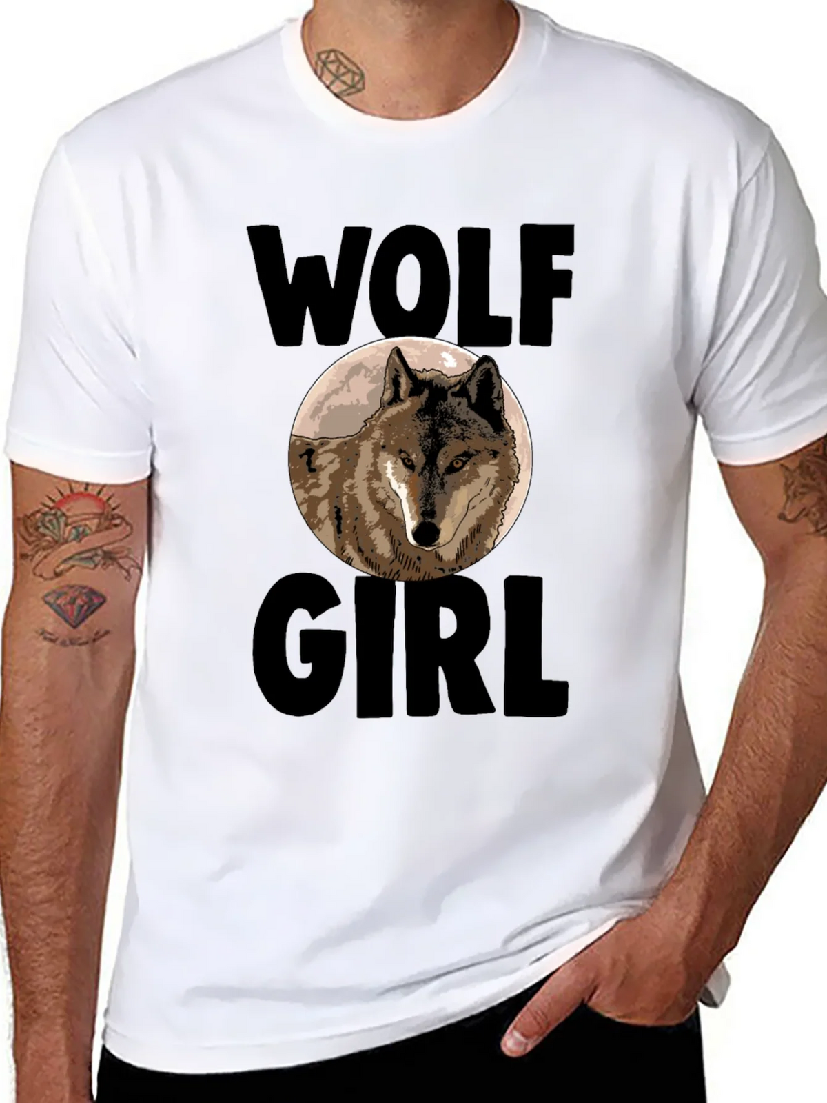 Wolf Girl Graphic Tee - Black Cotton Blend product image 3