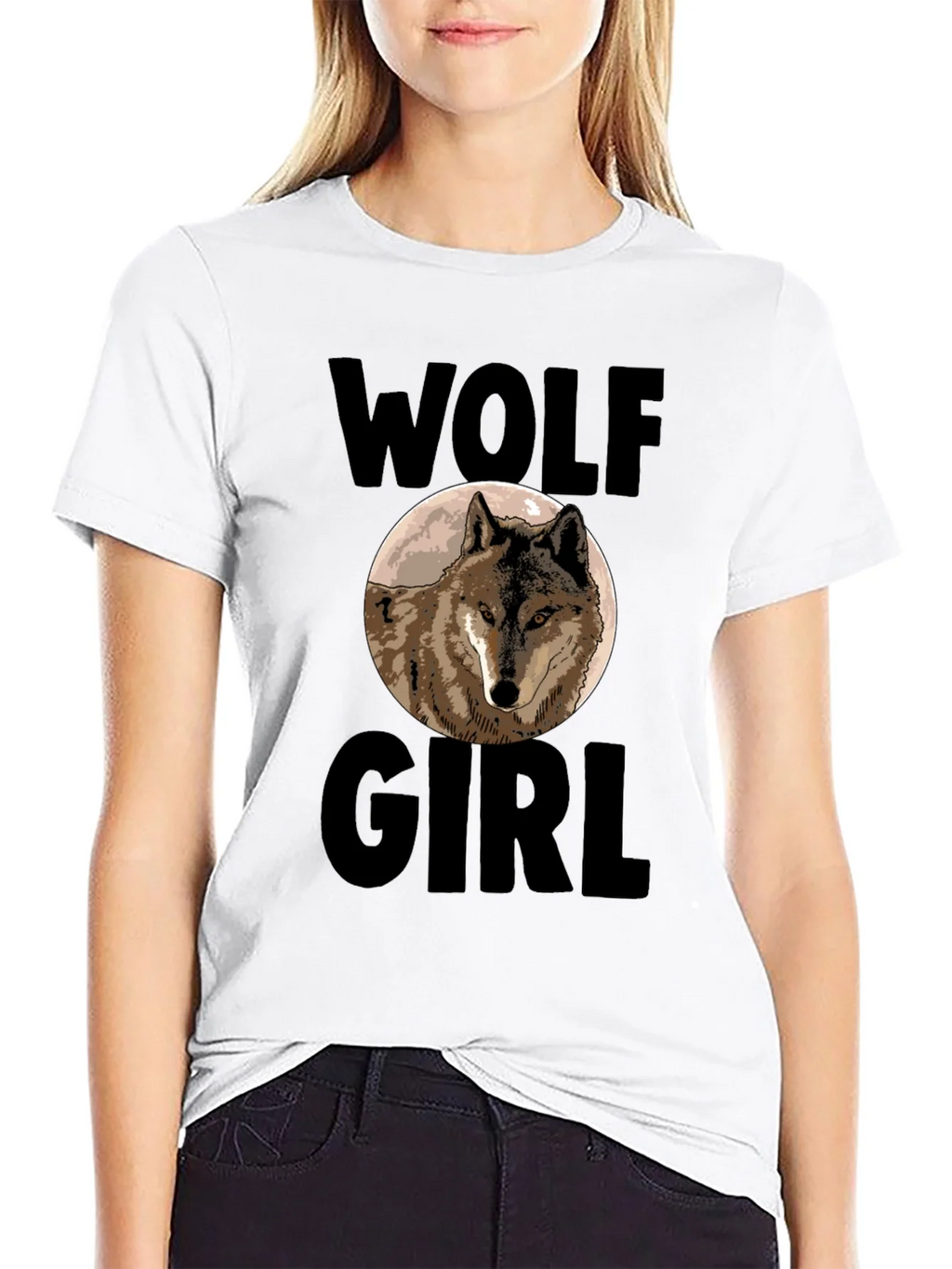 Wolf Girl Graphic Tee - Black Cotton Blend product image 4
