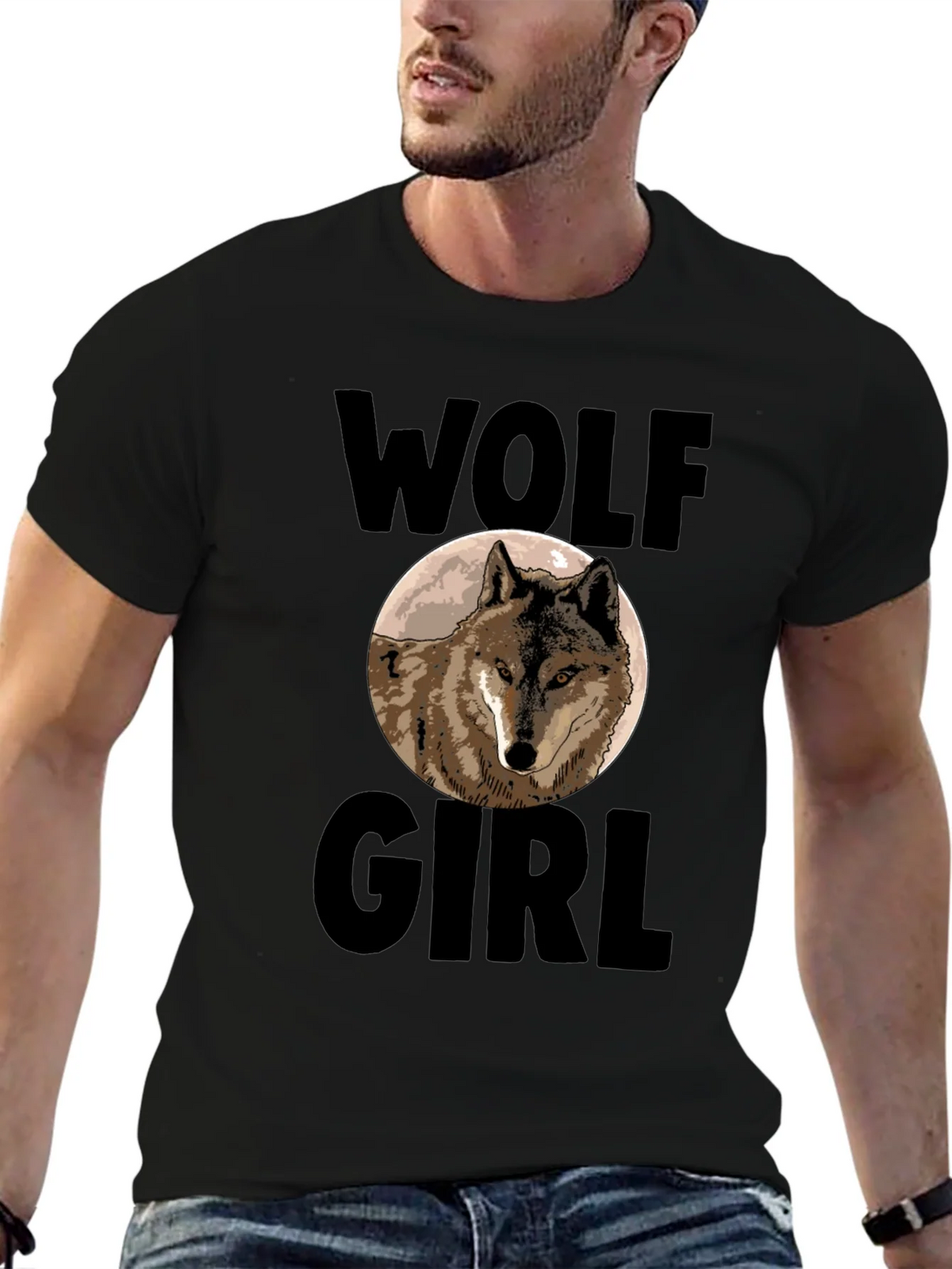Wolf Girl Graphic Tee - Black Cotton Blend product image 2