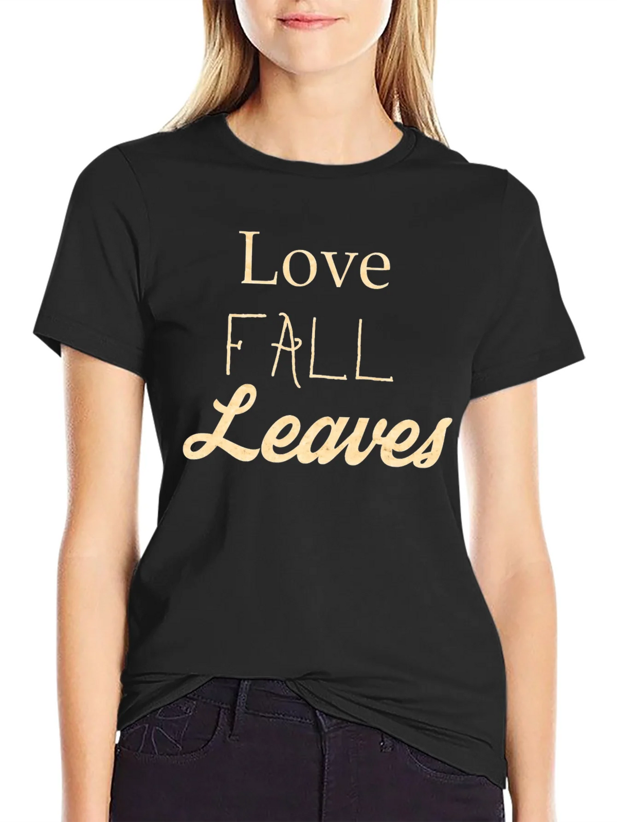 Love Fall Leaves Graphic Tee - Black T-Shirt product image 2